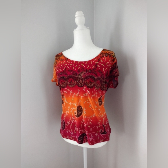 Susan Lawrence Paisley Print Top - Picture 2 of 5